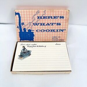 Current Inc Recipe Cards VTG Gingham Stove Kitchen Stationery in Box Farmhouse